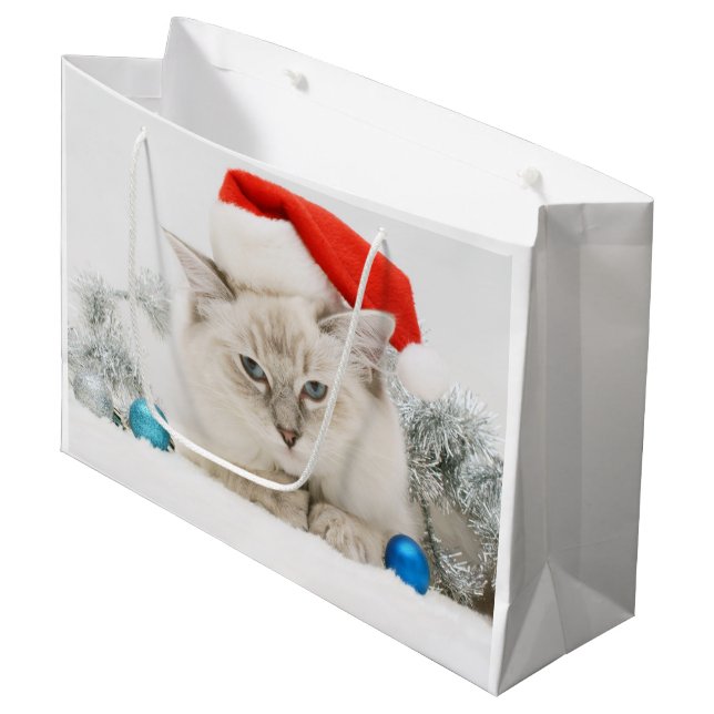 Ragdoll Chat Père Noël Grand Sac Cadeau (Devant Angle)