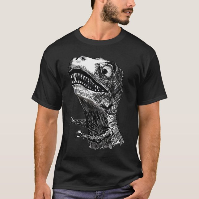 Rage Meme - T-shirt noir de T-Rex (Devant)