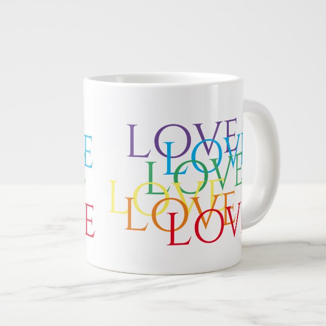 RAINBOVE LOVE Big White Mug (Devant droit)
