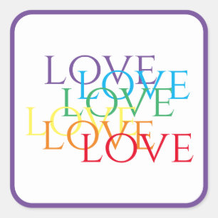RAINBOVE LOVE Stickers grand Carré / Violet