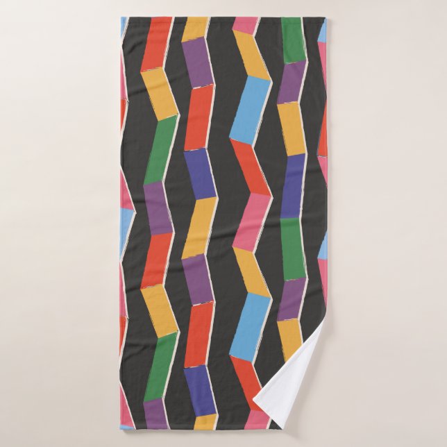 Rainbow abstrait zig zag sans couture motif, pois  (Serviette de bain)