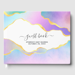 Rainbow Agate Stone Baby shower Livre d'invité