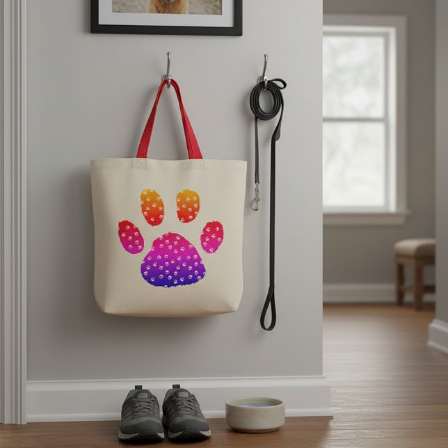 Rainbow and pawprints paw tote bag (Créateur téléchargé)