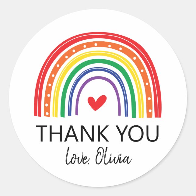 Rainbow Anniversaire Merci Favoriser Sticker (Devant)