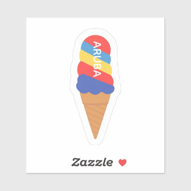 Rainbow aruba ice cream cone sticker (Feuille)