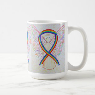 Rainbow Awareness Ruban Angel Art Mug