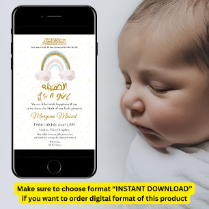 Rainbow Baby Girl Faire-part de naissance musulman