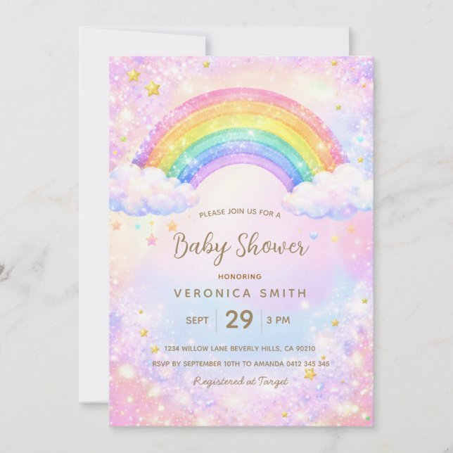 Rainbow Baby Shower Invitation  (Devant)