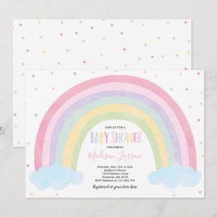 Rainbow Baby shower Invitation Pastel Rainbow Baby