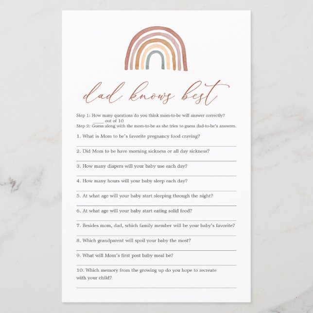 Rainbow Baby shower Papa connaît le meilleur jeu (Devant)