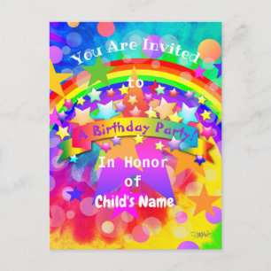 Rainbow Birthday Party Invitation Carte postale HA