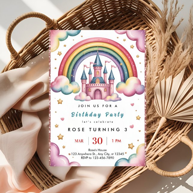 Rainbow Birthday Party Invitation – Colorful Kids  (Créateur téléchargé)
