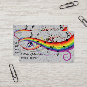Rainbow Black Musical Notes sur Grey Carte de visi