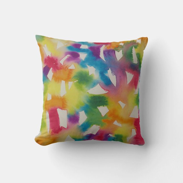Rainbow Brushstrokies Coussin (Recto)