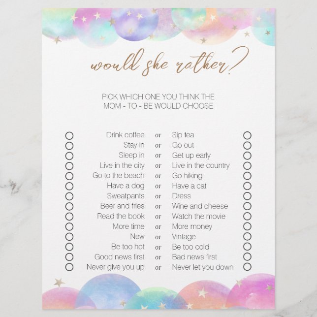 Rainbow Bubbles Jeux de Baby shower de Bingo à deu (Devant)