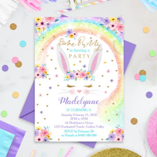 Rainbow Bunny Invitation Bunny Anniversaire