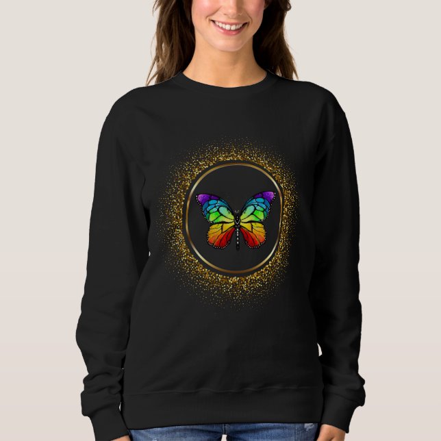Rainbow Butterfly in a Golden Circle sweatshirt (Devant)