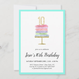 Rainbow Cake   Invitation du 10e anniversaire