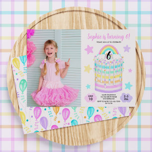 Rainbow Cake Photo Anniversaire Invitation De Fête