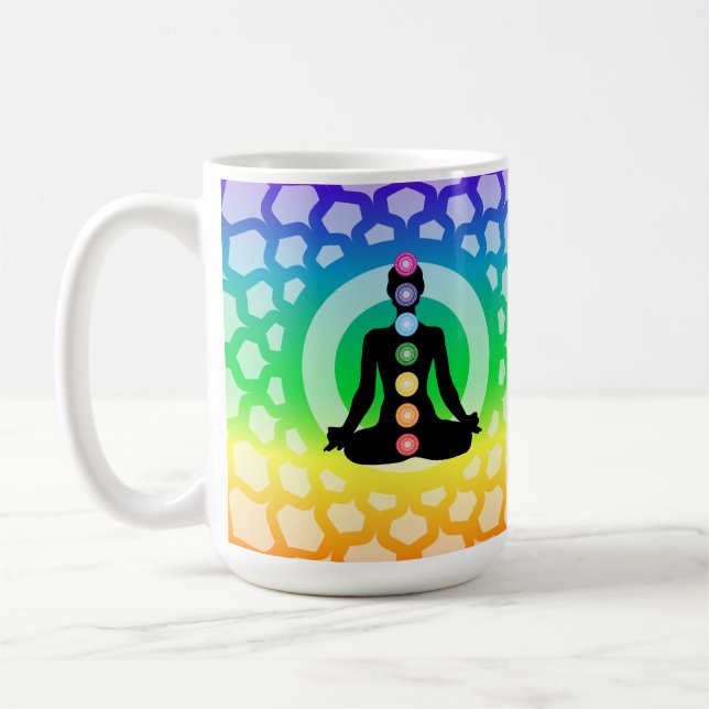 Rainbow Chakra Yoga Mug classique - Géométrie sacr (Gauche)