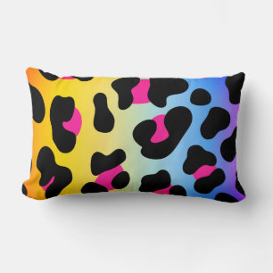 Rainbow Cheetah Print Lumbar Coussin