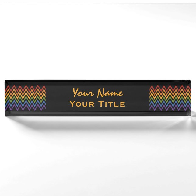 Rainbow Chevron Motif plaques d'identité personnal (Devant)