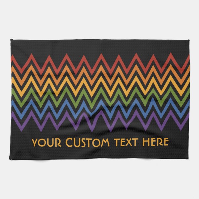 Rainbow Chevron Motif serviette personnalisée (Horizontal)