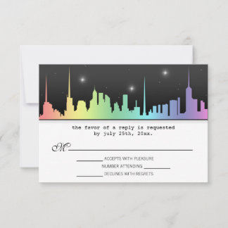 Rainbow City Skyline Réception RSVP Répondre Carte