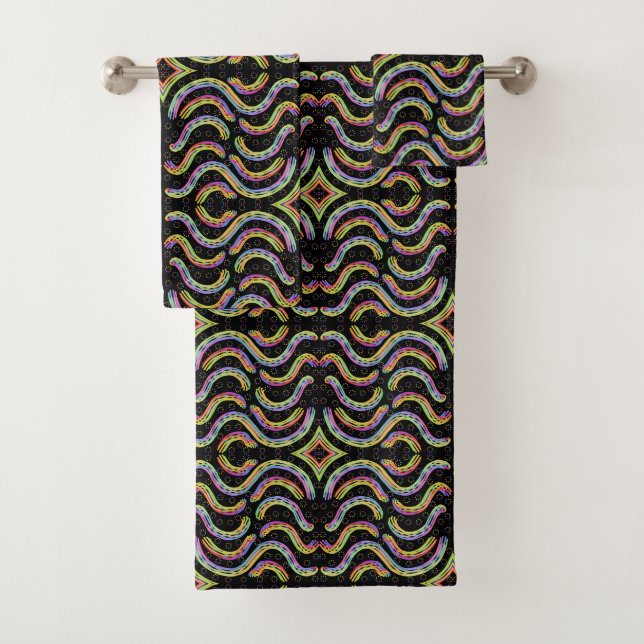 Rainbow Colored String Rope Repeating Pattern Art (En situation)
