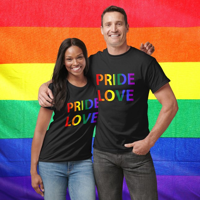 Rainbow Coloured Pride Word Unisex T-Shirt (Pride Love Rainbow Flag Typography T-Shirt)