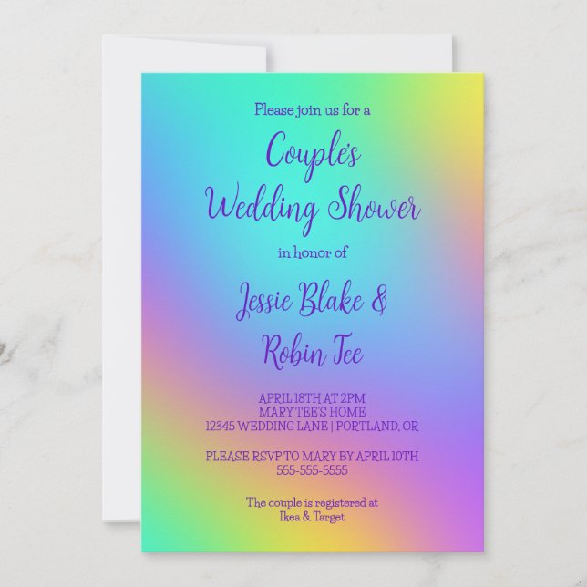 Rainbow Colours Invitation Wedding shower de Coupl (Devant)