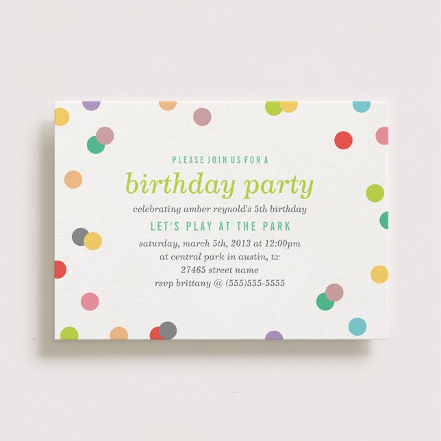 Rainbow Confetti Invitation d'anniversaire (Créateur téléchargé)