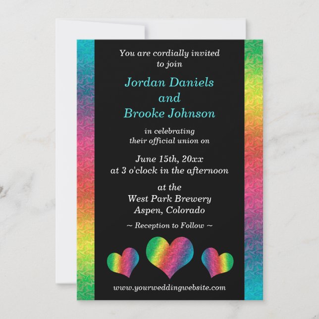 [Rainbow Crinkle Mariage] Coeurs Noir moderne (Devant)