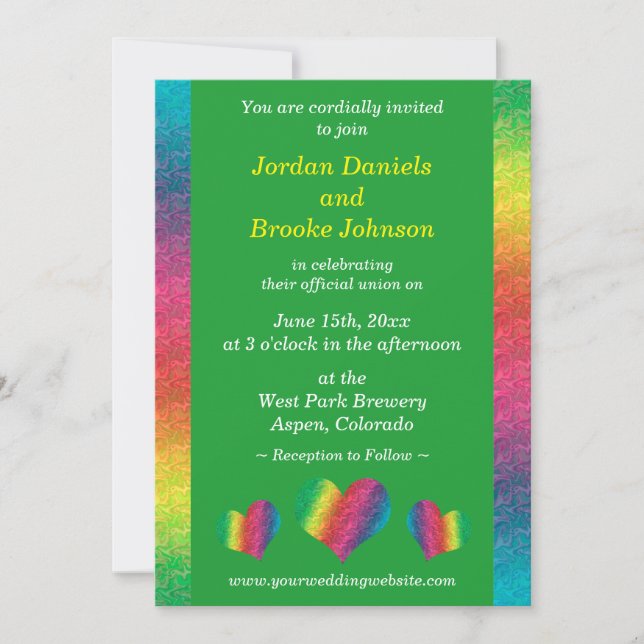 [Rainbow Crinkle Mariage] Coeurs Vert moderne (Devant)