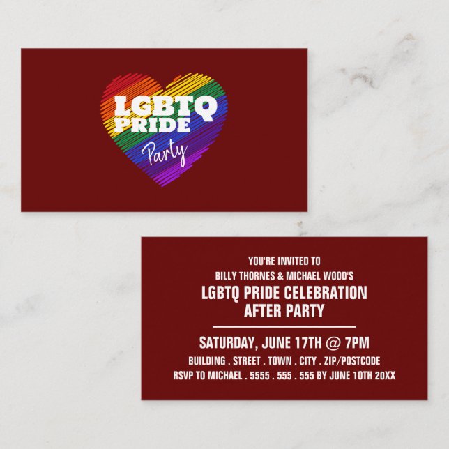 Rainbow Crowd, LGBTQ Pride Invitation Card (Devant / Derrière)