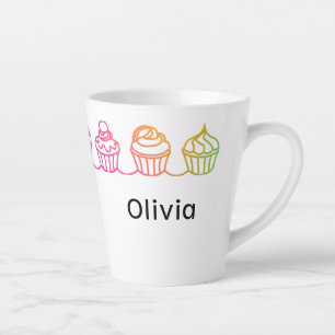 Rainbow Cupcakes Latte Mug personnalisé