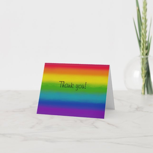 Rainbow Customizable Thank You Folded Note Card (Devant)