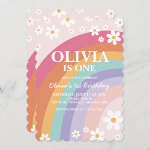 Rainbow Daisy Invitation d'anniversaire