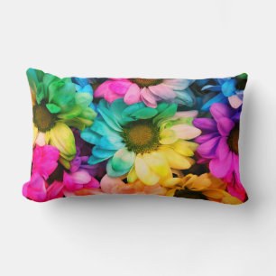 Rainbow Daisy Print Lumbar Coussin