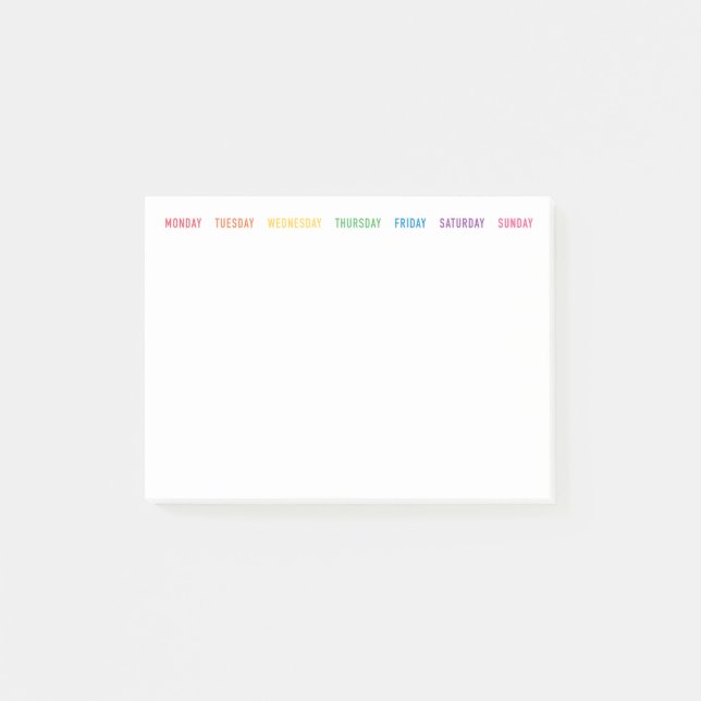 Rainbow Days of the Week Post-it® Notes (Devant)