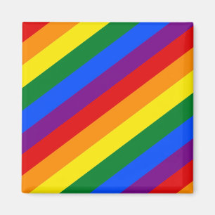 rainbow diagonal stripes pattern magnet