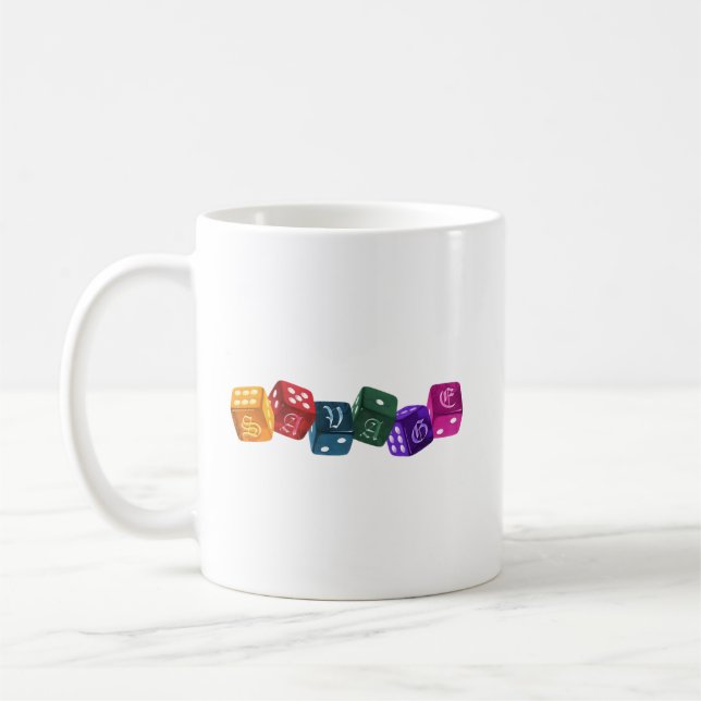 Rainbow Dice Coffee Mug (Gauche)