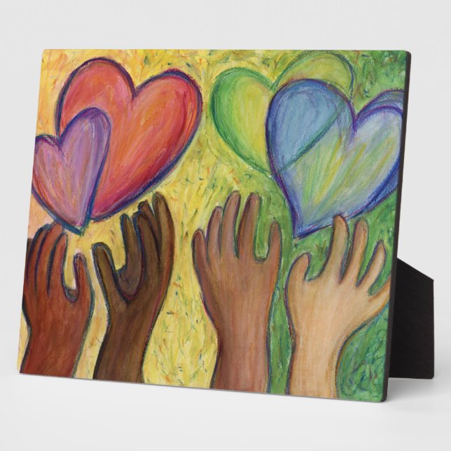 Rainbow Diversity Hearts DEI Art Imprimer Plaques (Côté)