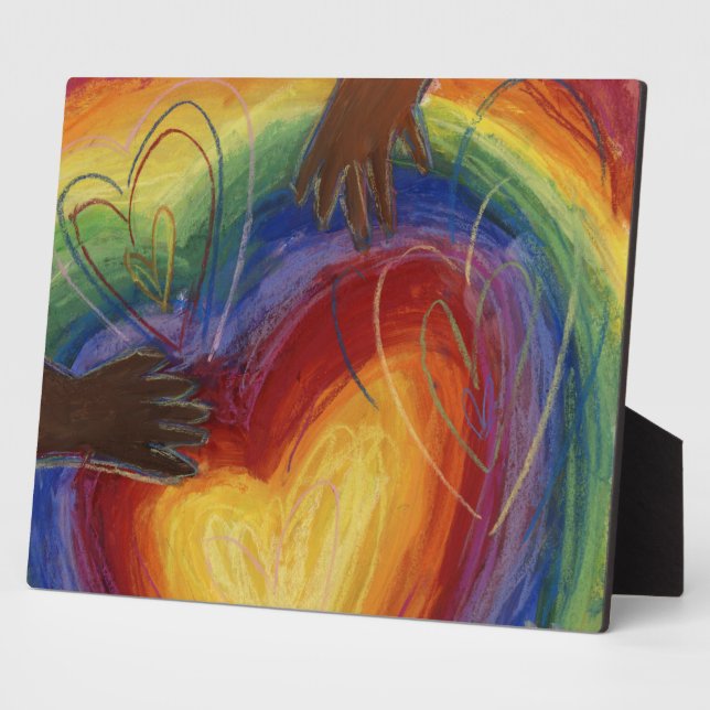 Rainbow Diversity Hearts DEI Art Imprimer Plaques (Côté)