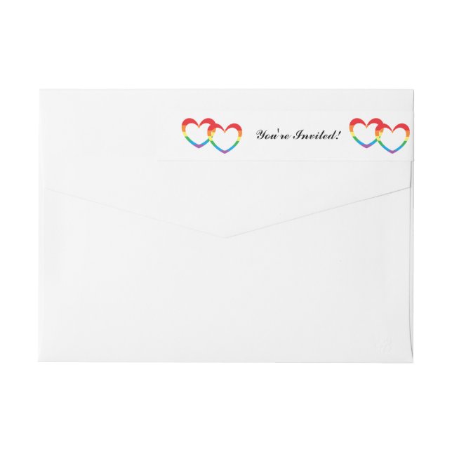 "Rainbow Double Hearts" Envelopper le Étiquette de (Dos)