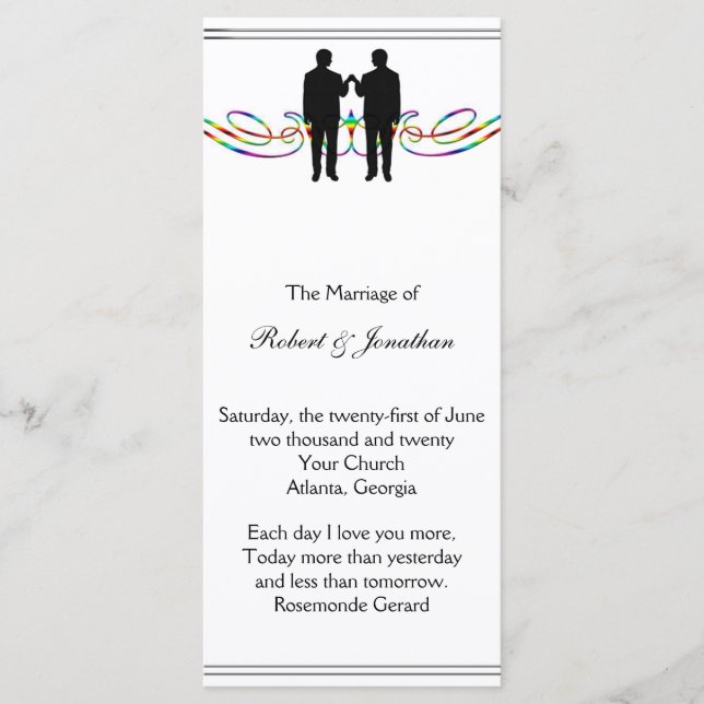 Rainbow Elegance Groom Wedding Programme (Devant)