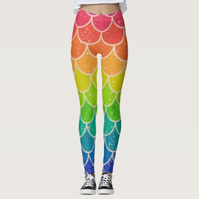 Rainbow Fish / Dragon / Dino Scales Leggings Pride (Devant)