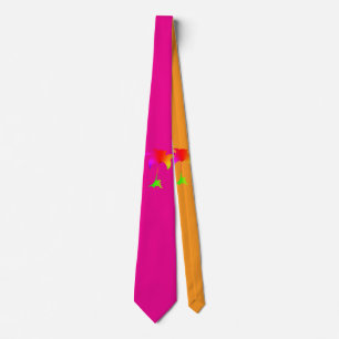 Rainbow Floral Hot rose Orange Cravate tropical