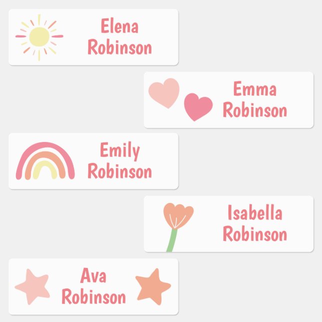 Rainbow Flower Star École Étiquettes de garderie (Groupe)
