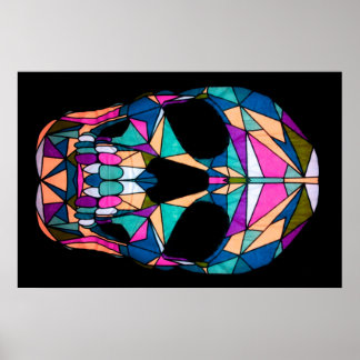 Rainbow Geometric Skull Poster